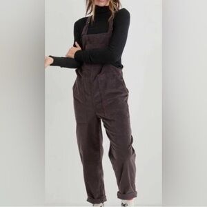 Aerie werk & play Corduroy Overalls dark grey Large